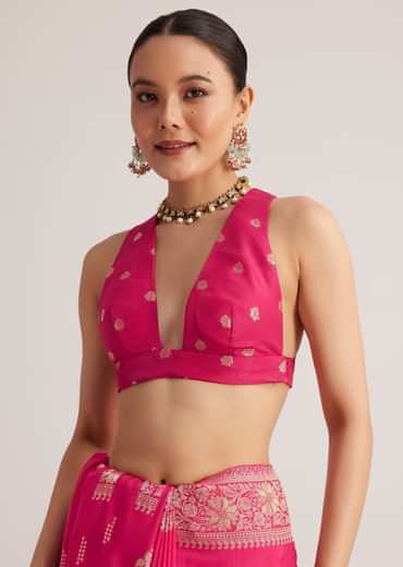 Rani Pink Dola Silk Saree With Zari Woven Detailing
