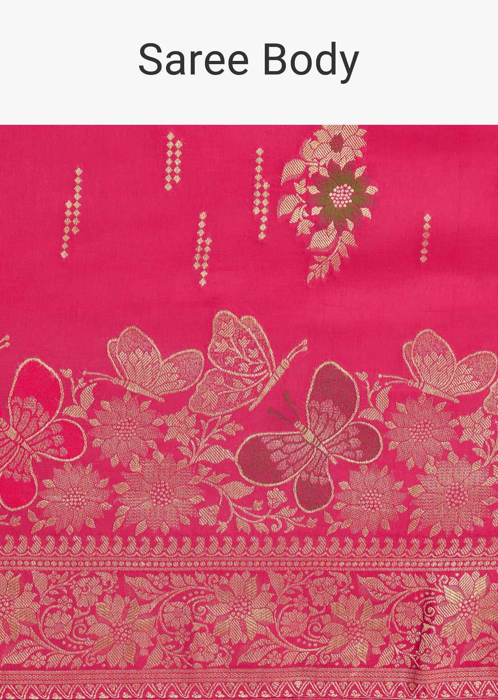 Rani Pink Dola Silk Saree With Zari Woven Detailing
