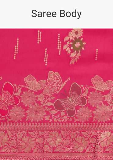 Rani Pink Dola Silk Saree With Zari Woven Detailing