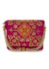 Rani pink gotta patti embroidered bag only on Kalki