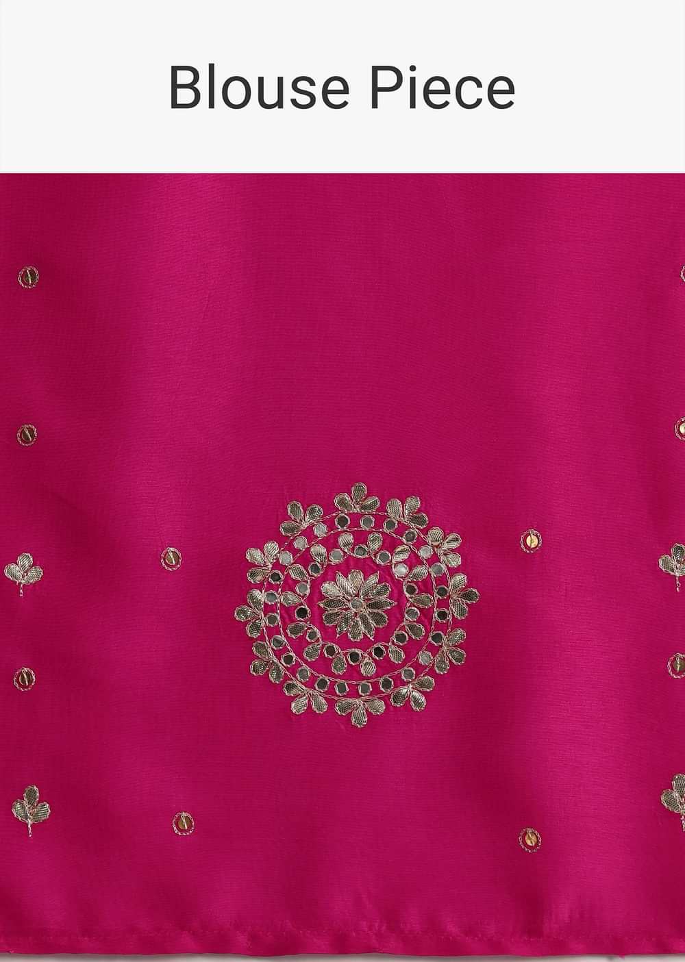 Rani Pink Hand Dyed Lehriya Silk Saree With Gota Patti Work
