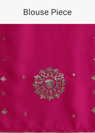 Rani Pink Hand Dyed Lehriya Silk Saree With Gota Patti Work