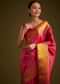 Rani Pink Kanjivaram Silk Saree With Golden Zari Border