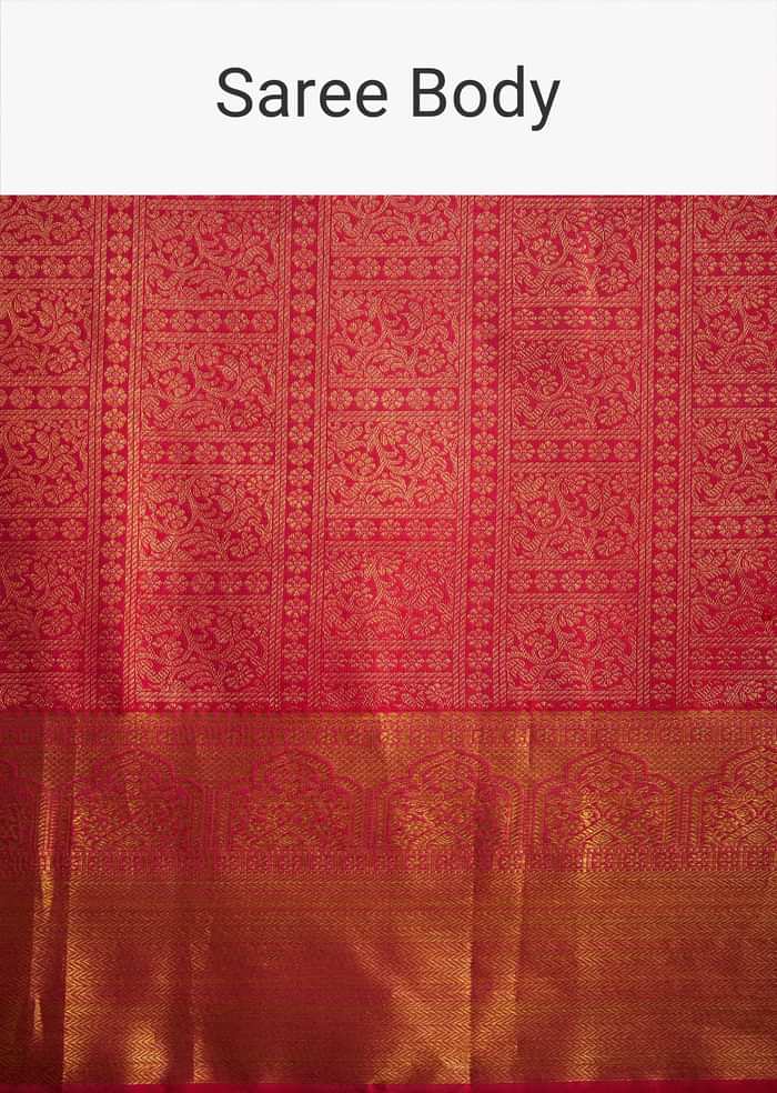 Rani Pink Kanjivaram Silk Saree With Golden Zari Detailing