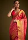 Rani Pink Kanjivaram Silk Saree With Golden Zari Detailing