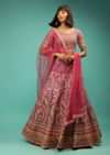 Rani Pink Lehenga Choli With Ethnic Floral Print And Zari Accents
