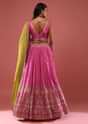 Rani Pink Lehenga Choli With Floral Print And Small Sequin-Stone Work