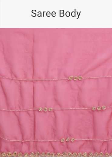 Rani Pink Organza Saree With Overall Cutdana Work