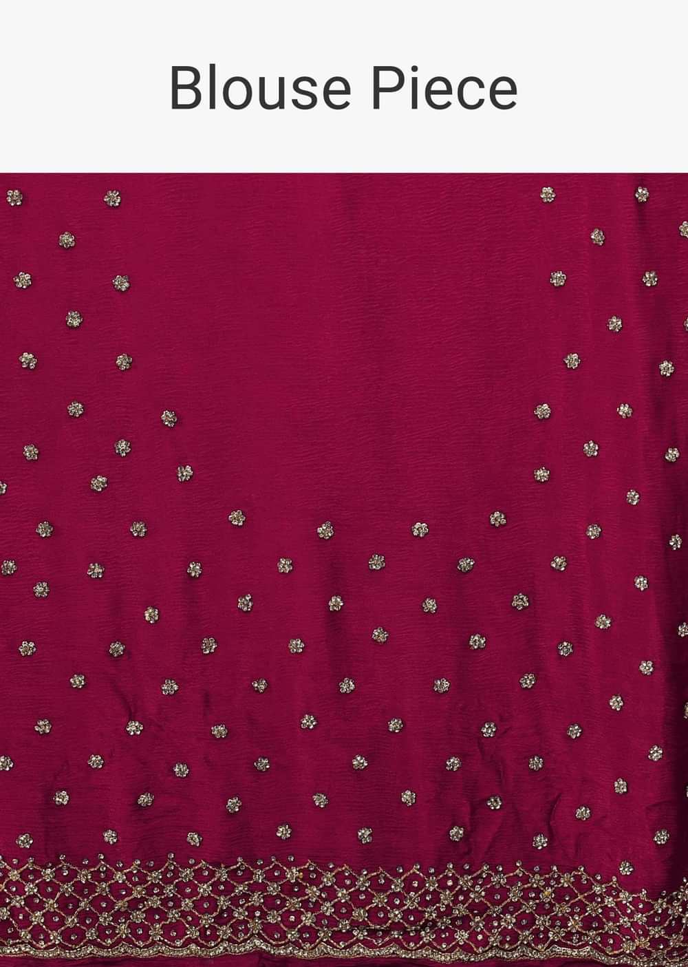 Rani Pink Saree In Chiffon With Cut Dana And Stones Embroidery