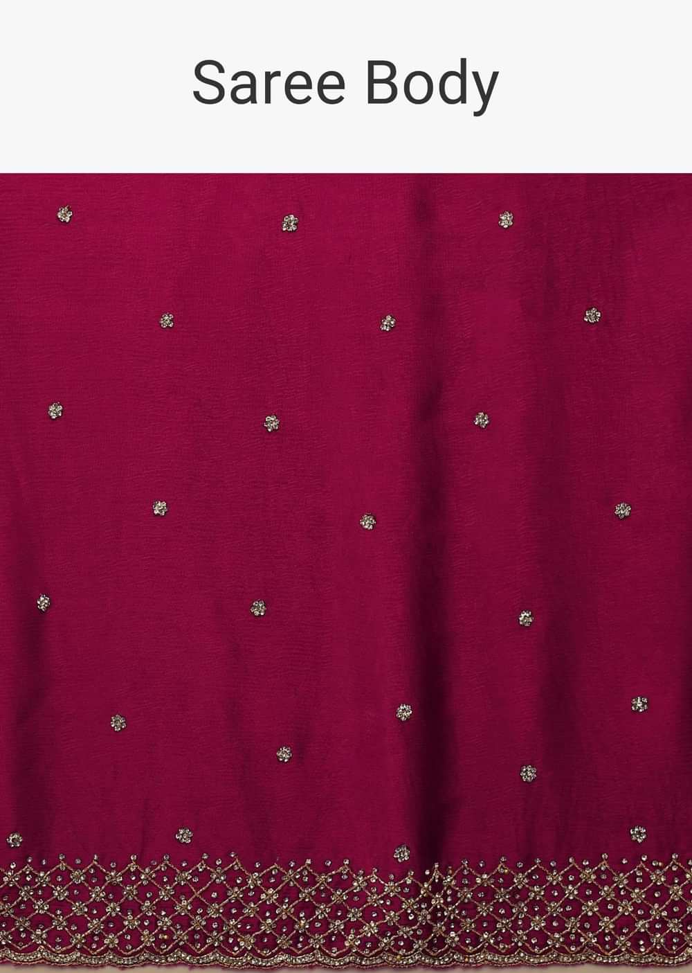 Rani Pink Saree In Chiffon With Cut Dana And Stones Embroidery