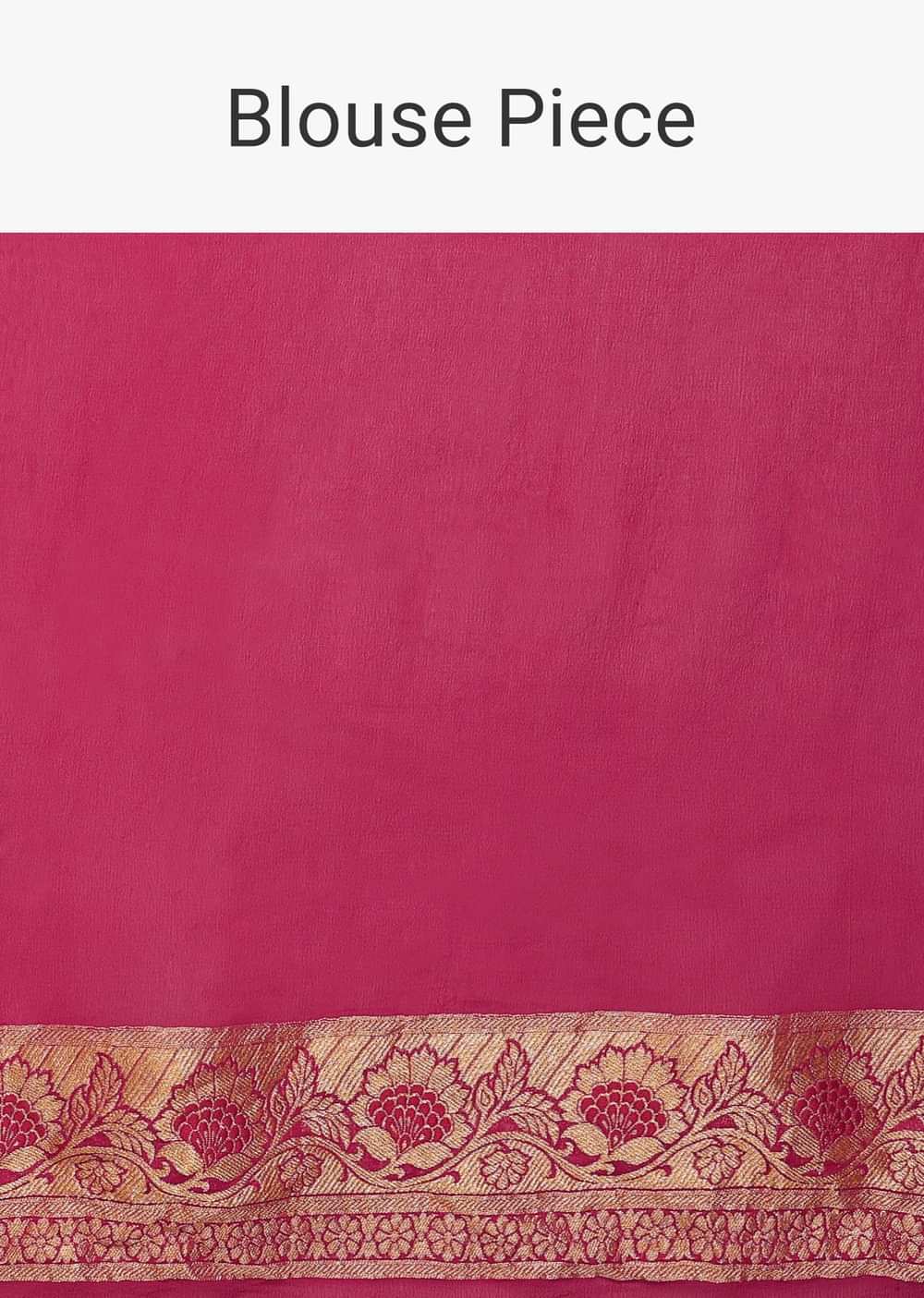 Rani Pink Saree In Georgette With Woven Geometric Jaal And Floral Border