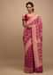 Rani Pink Saree In Georgette With Woven Geometric Jaal And Floral Border