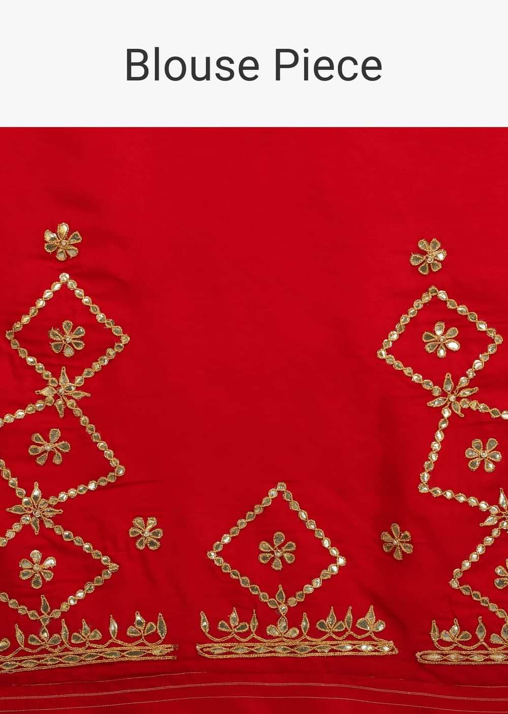 Red Saree In Silk With Brocade Geometric And Floral Design On The Pallu And Gotta Embroidery