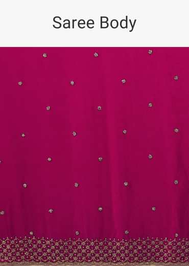 Rani Pink Saree In Stones And Cut Dana Embroidery