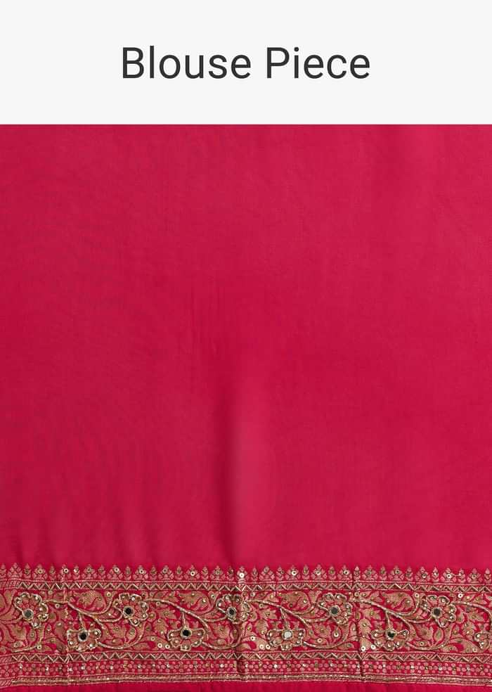 Rani Pink Saree With Bandhani Jaal And Cutdana Work