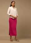 Rani Pink Shapewear Saree Petticoat In Cotton Lycra With Elastic Waistband And Slit
