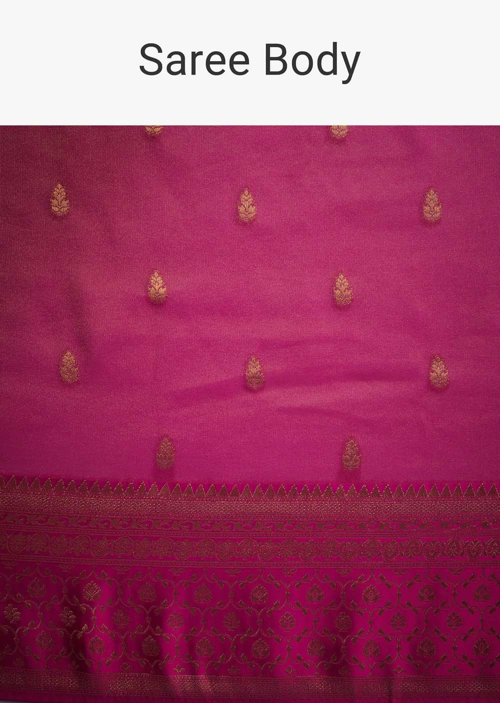 Rani Pink Tissue Silk Saree With Butti Work