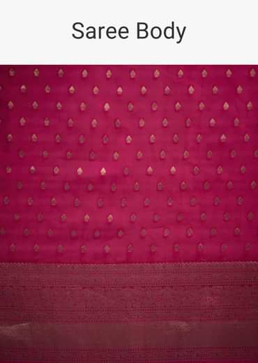 Rani Pink Tissue Silk Saree With Zari Border And Butti Work
