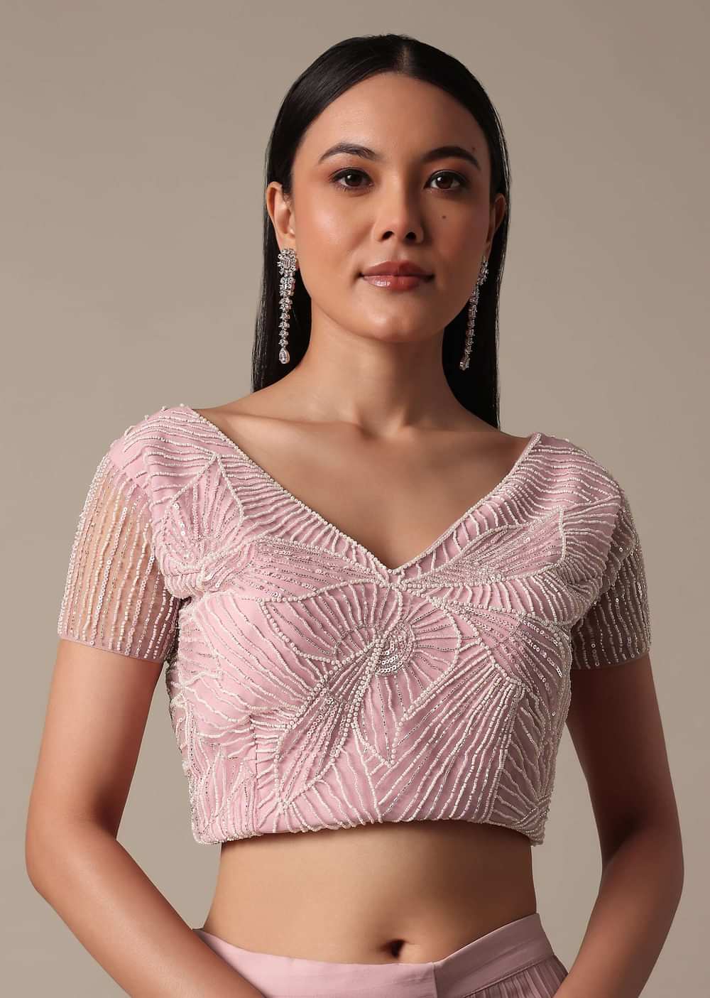 Ready Pleated Pink Saree with Ready-Made Blouse