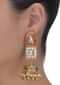 Red And Green Mina Work Jhumkas Embellished With Kundan And Pearls In Geometric Pattern Online - Kalki Fashion