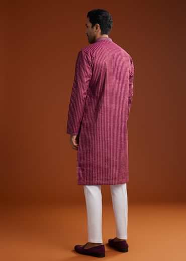 Red Banarasi Silk Kurta Pant Set