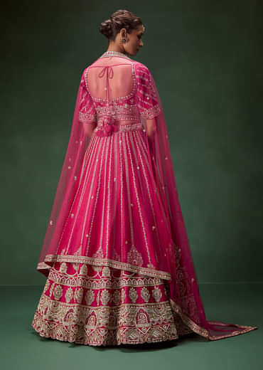 Red Bridal Lehenga Set With Heavy Zari Embroidery And Dual Dupattas