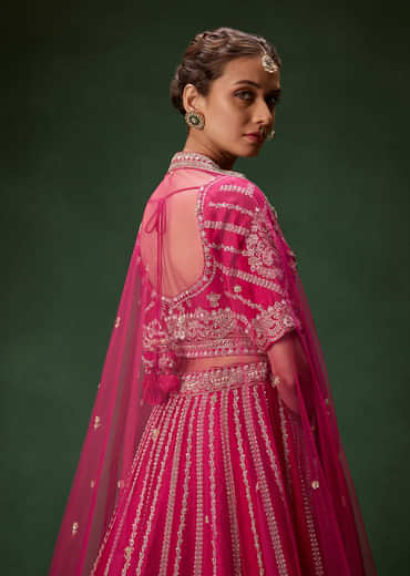 Red Bridal Lehenga Set With Heavy Zari Embroidery And Dual Dupattas