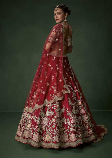 Red Bridal Silk Lehenga Set