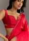 Red Crushed Tissue Embroidered Saree With Cutdana And Sequin Work
