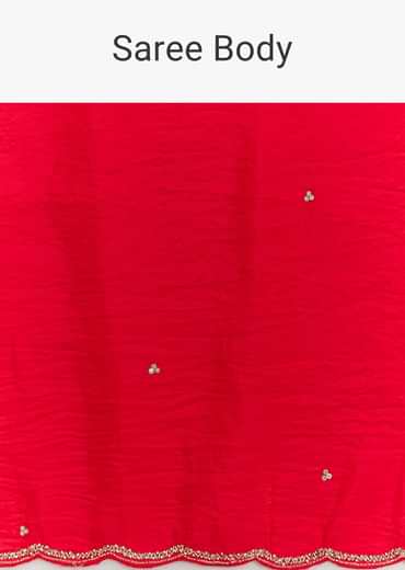 Red Crushed Tissue Embroidered Saree With Cutdana And Sequin Work