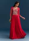 Red Dola Silk Anarkali Suit With Beads Gotta And Cut Dana Work