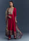 Red Dola Silk Printed Anarkali Suit With Intricate Hand Embroidery