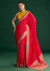 Red Dola Silk Saree With Butti And Floral Woven Border