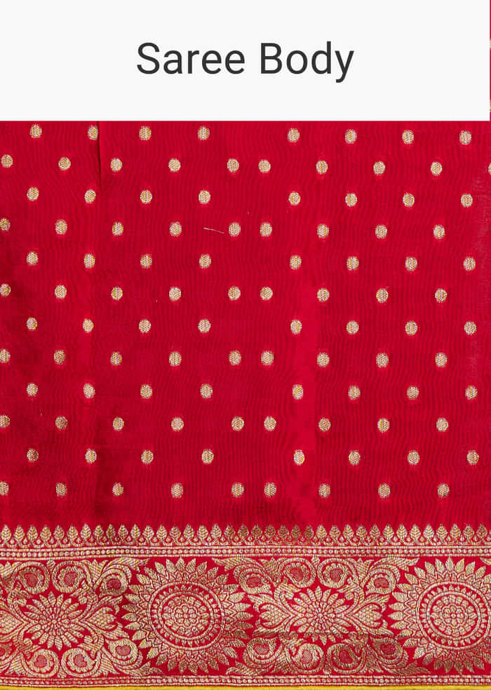 Red Dola Silk Saree With Butti And Floral Woven Border