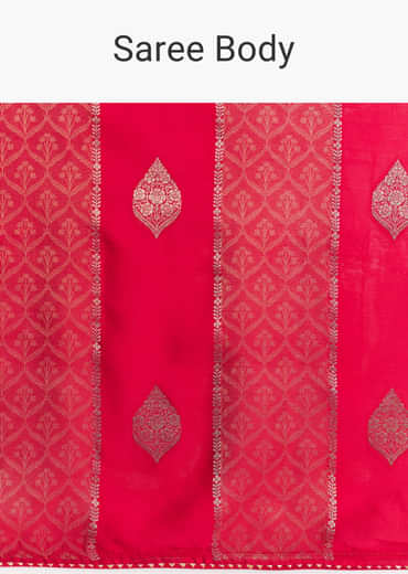 Red Dola Silk Saree With Gota Patti Woven Motifs