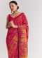 Red Dola Silk Saree With Traditional Weaves