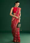 Red Dola Silk Saree With Woven Patola