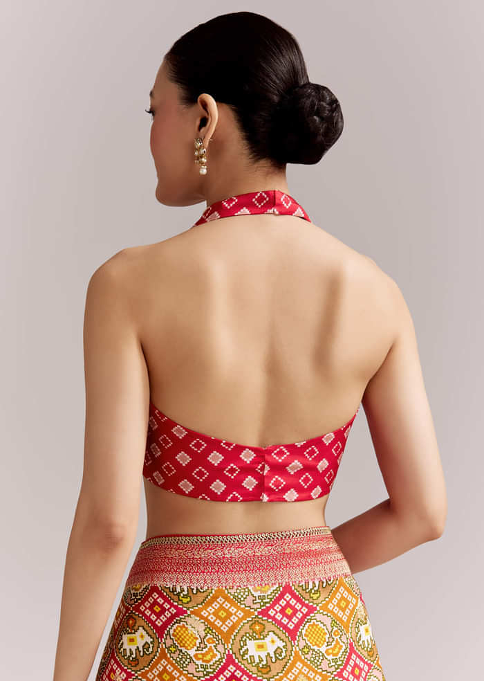 Red Dola Silk Woven Bandhani Saree With Gotapatti Detailing