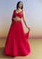 Red Georgette Lehenga with Cut Dana Choli