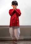 Kalki Boys Red Kurta In Cotton Silk With Hand Woven Zari Stripes Love The World Today