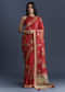 Red Magenta Dola Silk Saree With Nature Motifs And Embroidery