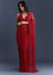 Red Net Saree With Floral Sequins Embroidery