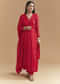 Red Organza Anarkali Suit With Intricate Resham Work