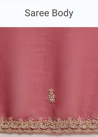 Red Organza Saree With Cutdana And Sequins Border