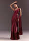 Red Pre Stitched Saree With Sleeveless V Neck Blouse