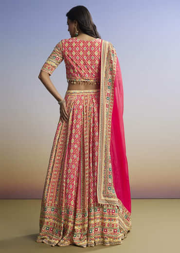 Red Printed Lehenga With Boho Charm