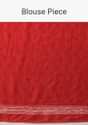 Red Saree In Satin Blend With Floral And Batik Print Online - Kalki Fashion