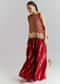 Red Satin Co Ord Set With Bandhani And Leheriya Print