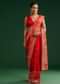 Red Satin Saree With Zari Weave