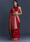 Red Satin Woven Saree With Zari Work